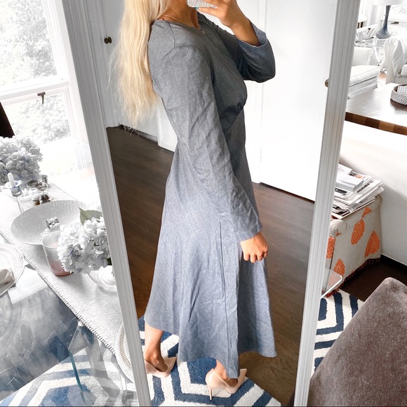 ☑️ ZARA GREY HERRINGBONE LONG SLEEVE MAXI DRESS! - Picture 4 of 9